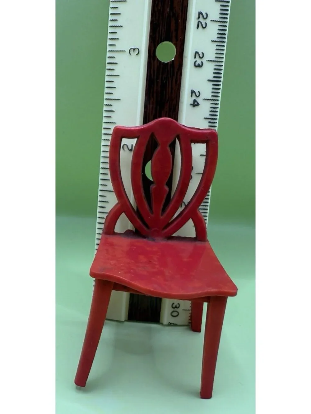Vintage Dollhouse Miniature Chair Wood Shield Style 1:16 Scale Red  Jaydon